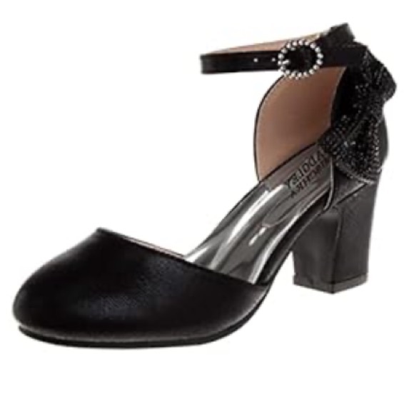 Badgley Mischka Black Ankle Strap Heels with Bow Size 3 - Picture 1 of 4